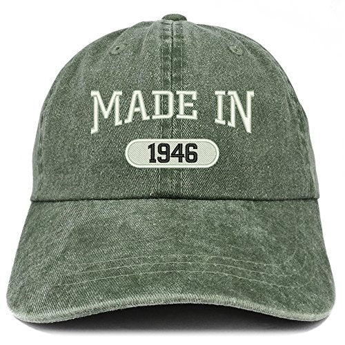 Trendy Apparel Shop Made in 1946 Embroidered 75th Birthday Washed Baseball Cap