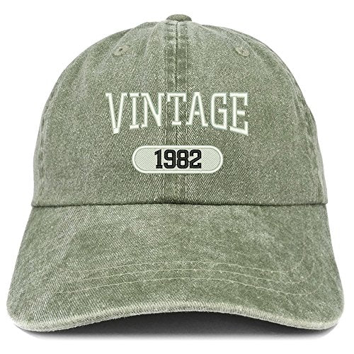 Trendy Apparel Shop Vintage 1982 Embroidered 39th Birthday Soft Crown Washed Cotton Cap