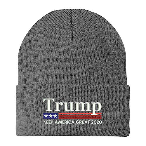 Trendy Apparel Shop Trump Keep America Great 2020 Flag Embroidered Winter Knitted Long Beanie