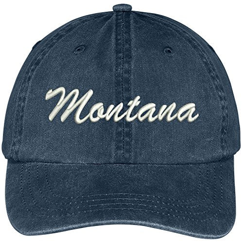 Trendy Apparel Shop Montana State Embroidered Low Profile Adjustable Cotton Cap