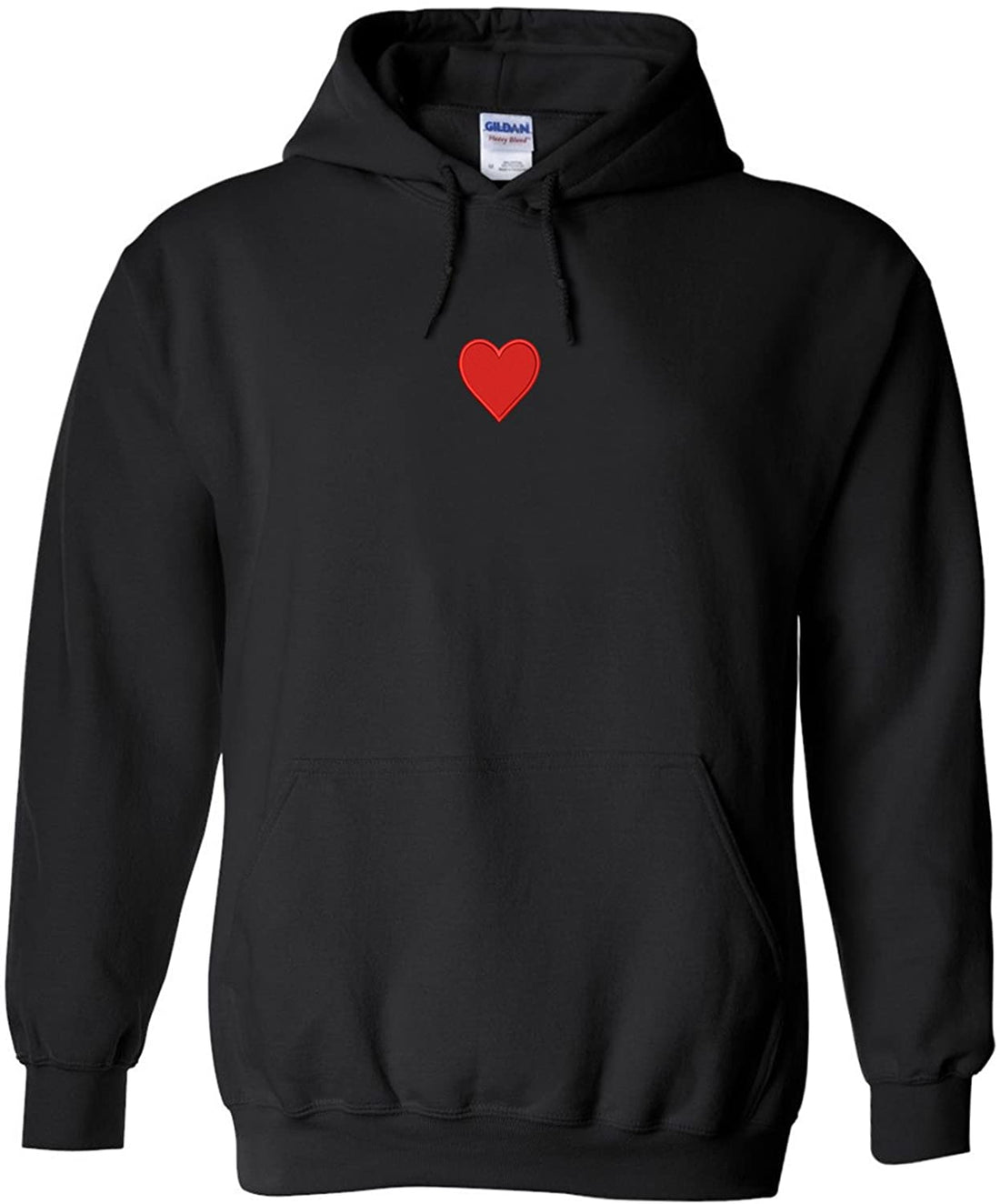 Trendy Apparel Shop Emoticon Heart Embroidered Heavy Blend Hoodie - Black - 2XL