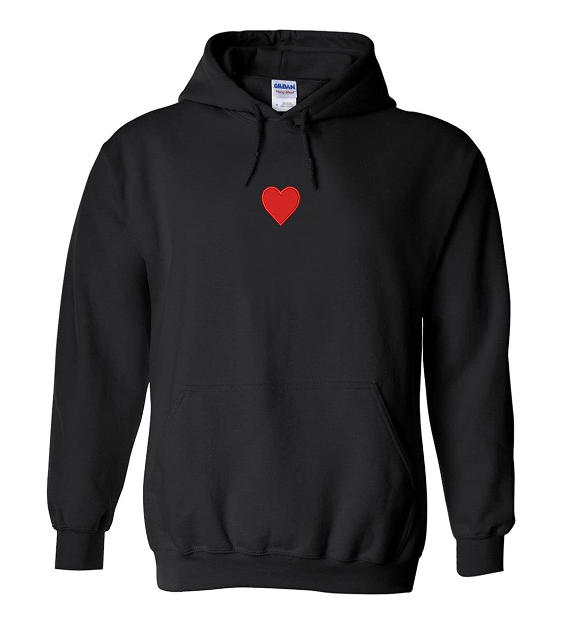 Trendy Apparel Shop Emoticon Heart Embroidered Heavy Blend Hoodie - Black - 2XL