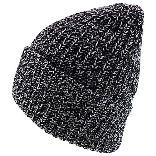 Trendy Apparel Shop Long Cuffed Plain Thick Ribbed Chunky Knit Winter Beanie Hat
