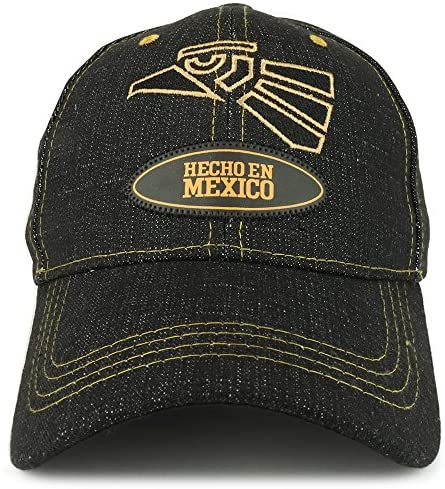 Trendy Apparel Shop Hecho EN Mexico Eagle Embroidered Denim Structured Baseball Cap