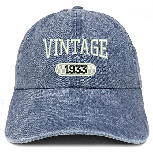 Trendy Apparel Shop Vintage 1933 Embroidered 88th Birthday Soft Crown Washed Cotton Cap