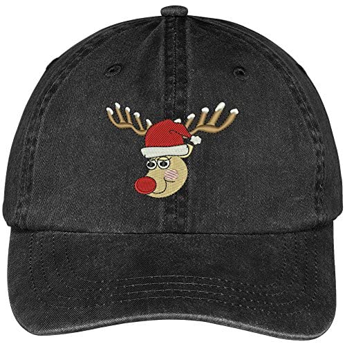 Trendy Apparel Shop Christmas Reindeer Embroidered Cotton Washed Baseball Cap