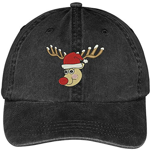 Trendy Apparel Shop Christmas Reindeer Embroidered Cotton Washed Baseball Cap