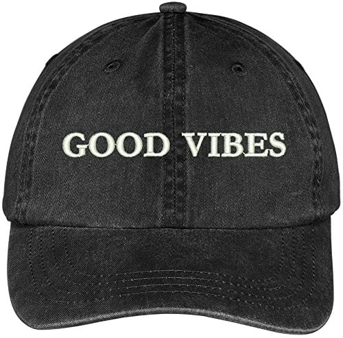 Trendy Apparel Shop Good Vibes Embroidered Cotton Adjustable Washed Cap