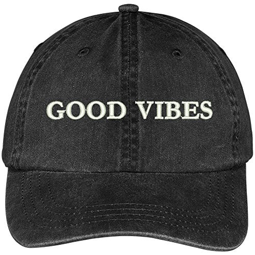 Trendy Apparel Shop Good Vibes Embroidered Cotton Adjustable Washed Cap