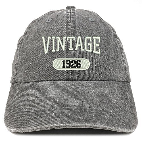 Trendy Apparel Shop Vintage 1926 Embroidered 95th Birthday Soft Crown Washed Cotton Cap