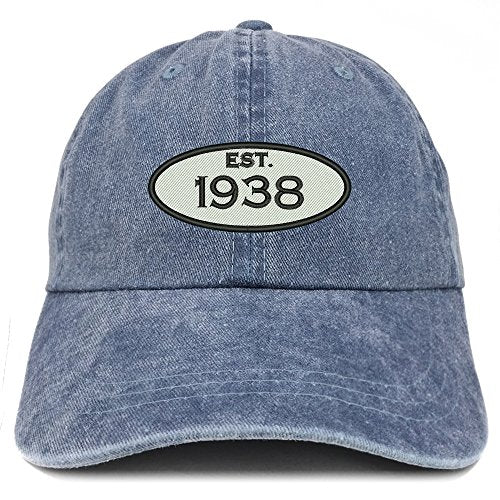 Trendy Apparel Shop Established 1938 Embroidered 83rd Birthday Gift Pigment Dyed Washed Cotton Cap