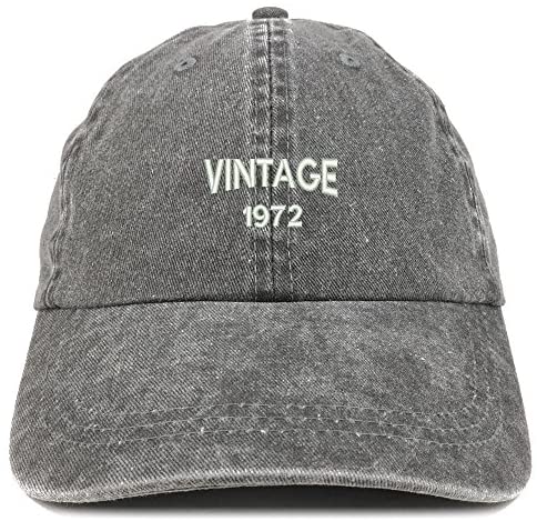 Trendy Apparel Shop Small Vintage 1972 Embroidered 49th Birthday Washed Pigment Dyed Cap
