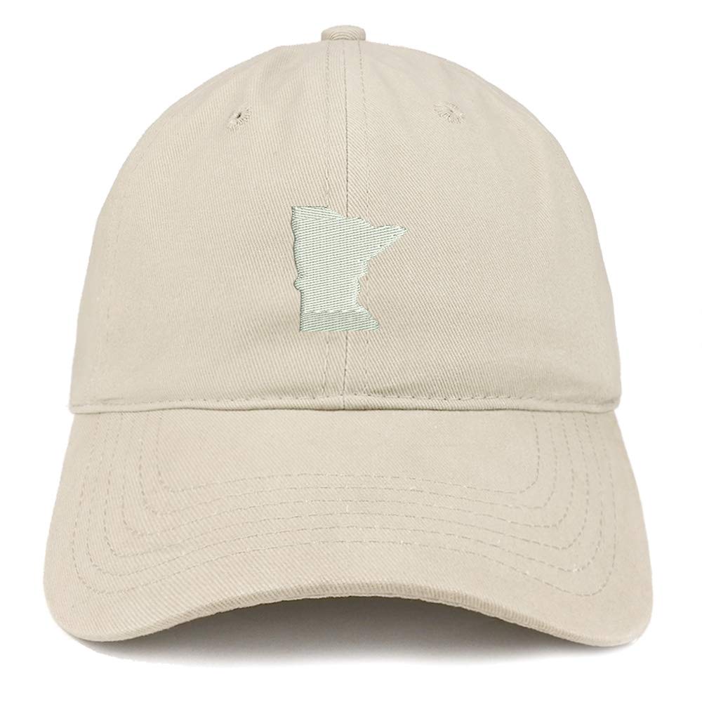 Trendy Apparel Shop Minnesota State Map Embroidered Low Profile Soft Cotton Brushed Baseball Cap