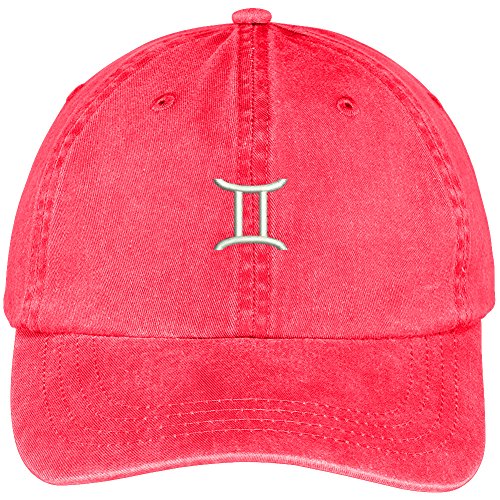 Trendy Apparel Shop Gemini Zodiac Signs Embroidered Soft Crown 100% Brushed Cotton Cap