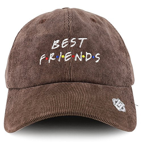 Trendy Apparel Shop Best Friends Embroidered Satin Print Lined Corduroy Unstructured Baseball Cap