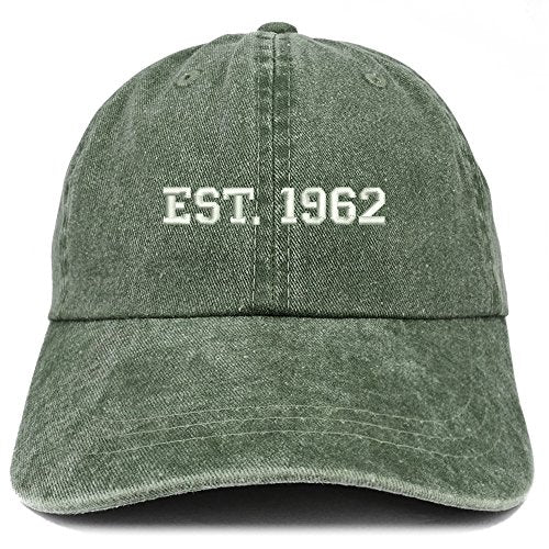 Trendy Apparel Shop EST 1962 Embroidered - 59th Birthday Gift Pigment Dyed Washed Cap