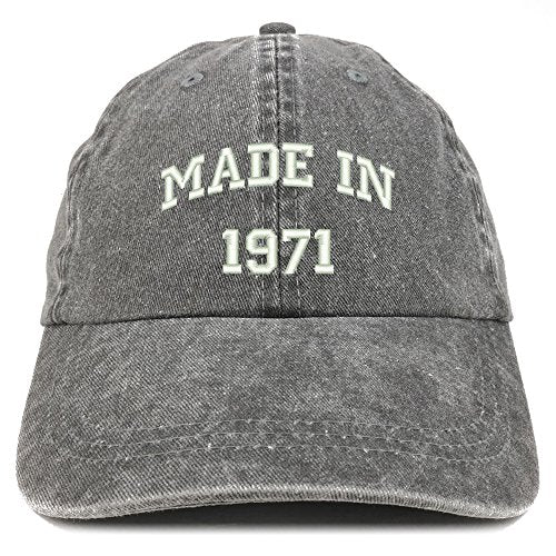 Trendy Apparel Shop Made in 1971 Text Embroidered 50th Birthday Washed Cap