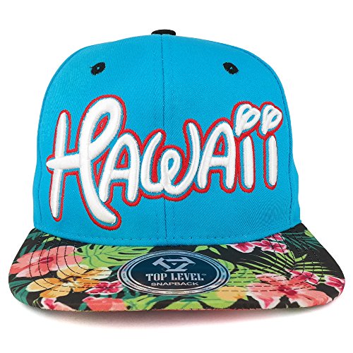 Trendy Apparel Shop Hawaii 3D Embroidered with Tropical Floral Pattern Flatbill Snapback Cap