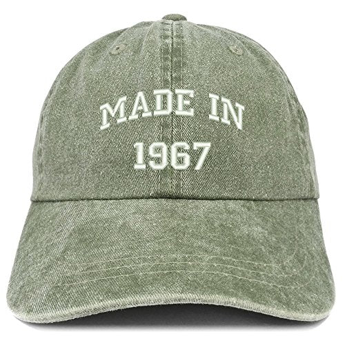 Trendy Apparel Shop Made in 1967 Text Embroidered 54th Birthday Washed Cap