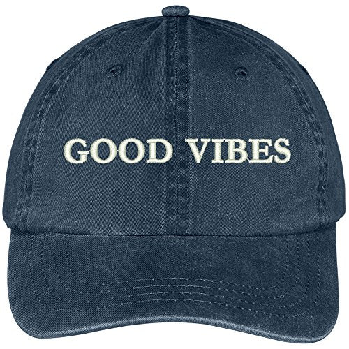 Trendy Apparel Shop Good Vibes Embroidered Cotton Adjustable Washed Cap
