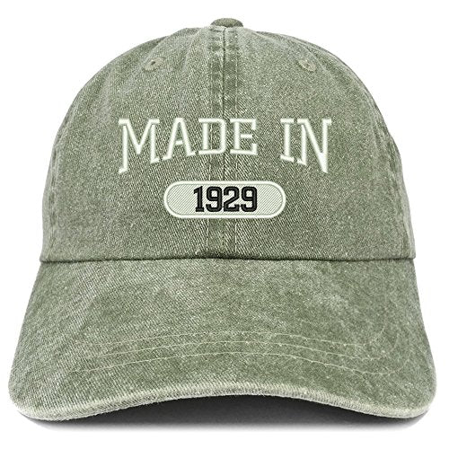 Trendy Apparel Shop Made in 1929 Embroidered 92nd Birthday Washed Baseball Cap