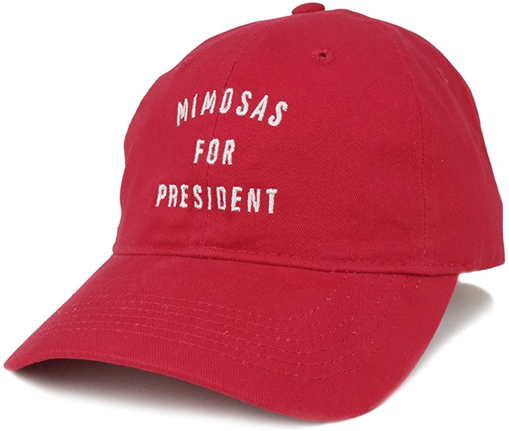 Trendy Apparel Shop Mimosas For President Embroidered 100% Cotton Adjustable Cap - Red