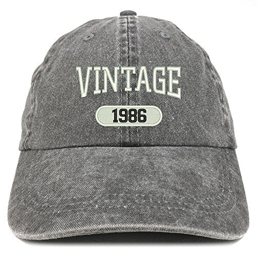 Trendy Apparel Shop Vintage 1986 Embroidered 35th Birthday Soft Crown Washed Cotton Cap