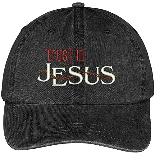 Trendy Apparel Shop Trust in Jesus Embroidered Cotton Washed Baseball Cap