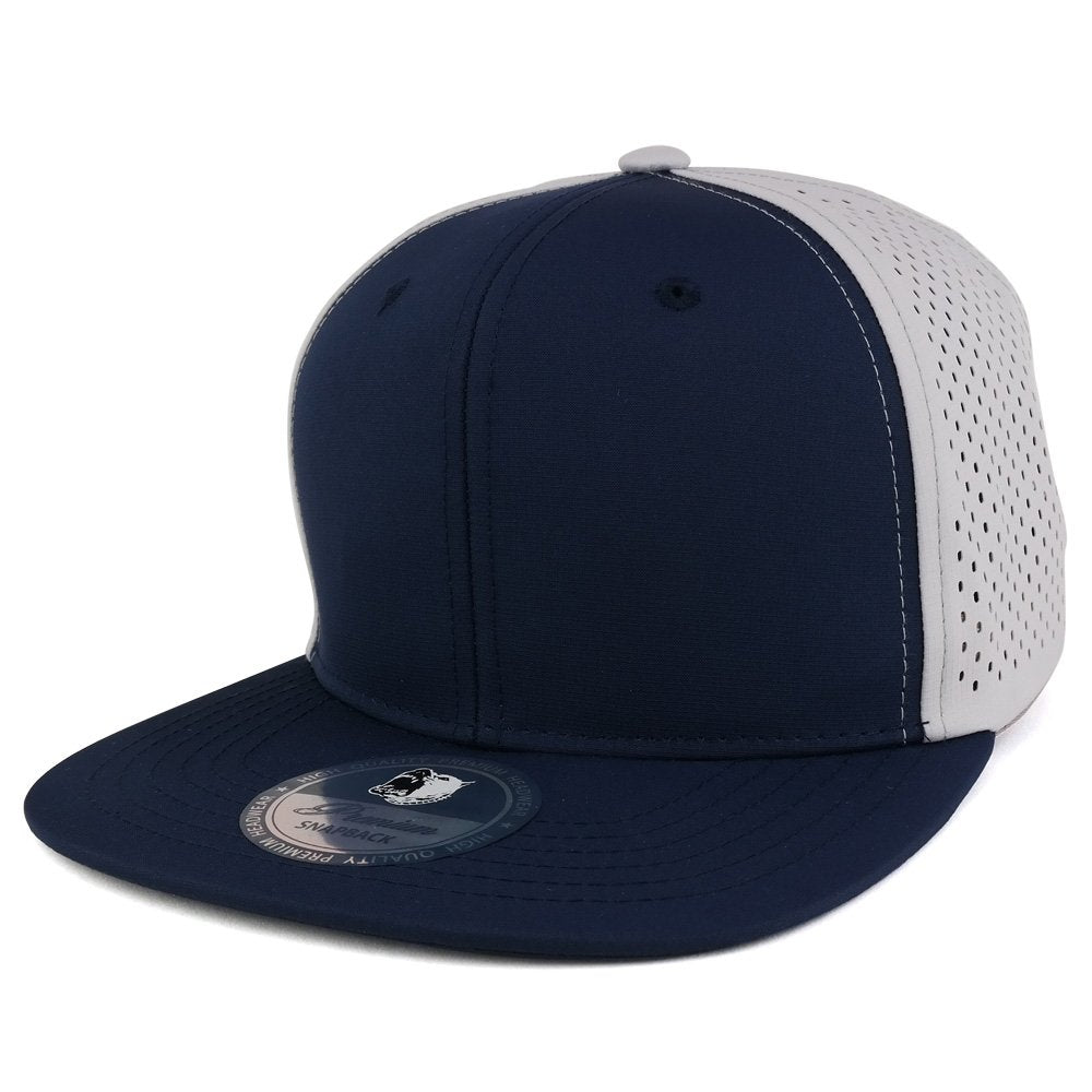 Trendy Apparel Shop Cool Fabric Two-Tone Flatbill Blank Snapback Mesh Cap