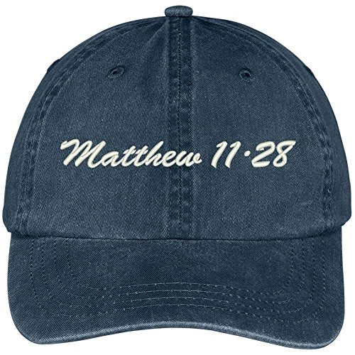 Trendy Apparel Shop Bible Verse Matthew 11:28 Embroidered Pigment Dyed Cotton Baseball Cap