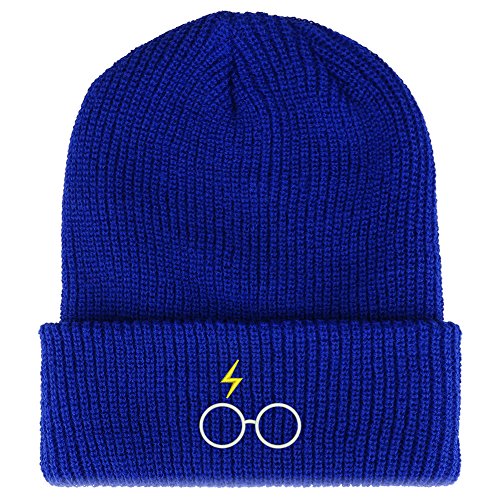 Trendy Apparel Shop Harry Glasses Embroidered Ribbed Cuffed Knit Beanie