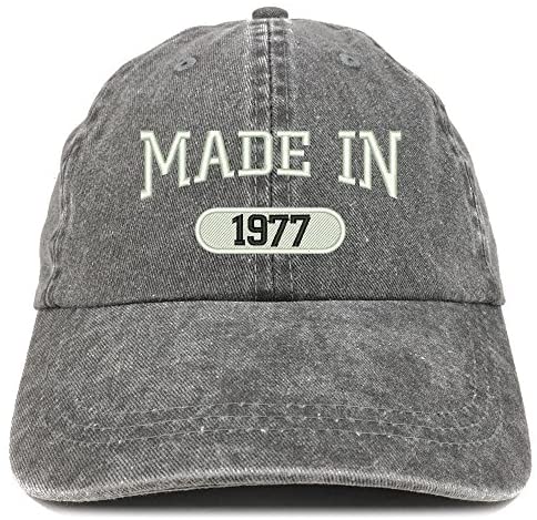Trendy Apparel Shop Made in 1977 Embroidered 44th Birthday Washed Baseball Cap