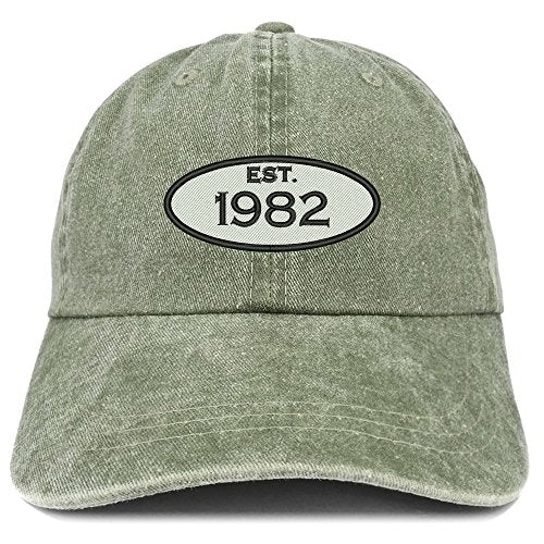 Trendy Apparel Shop Established 1982 Embroidered 39th Birthday Gift Pigment Dyed Washed Cotton Cap