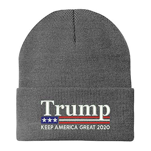 Trendy Apparel Shop Trump Keep America Great 2020 USA Flag Embroidered Winter Knitted Long Beanie