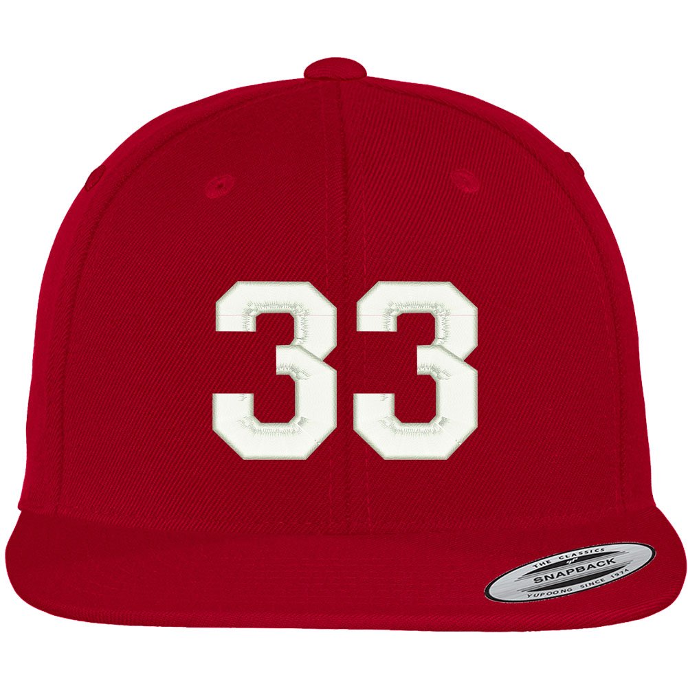 Trendy Apparel Shop Number 33 Collegiate Varsity Font Embroidered Flat Bill Snapback Cap