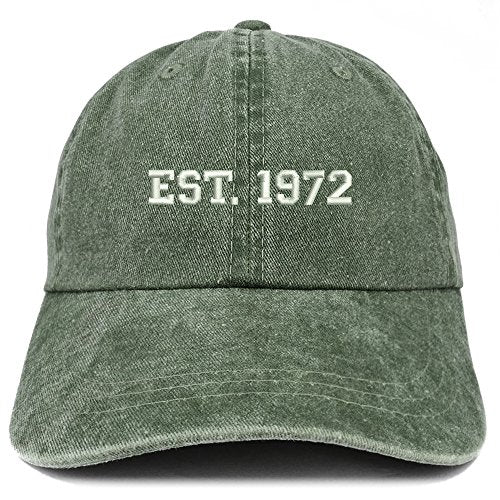 Trendy Apparel Shop EST 1972 Embroidered - 49th Birthday Gift Pigment Dyed Washed Cap