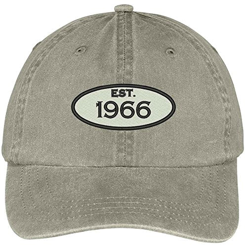 Trendy Apparel Shop Established 1966 Embroidered 53rd Birthday Gift Washed Cotton Cap