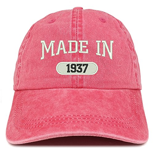 Trendy Apparel Shop Made in 1937 Embroidered 84th Birthday Washed Baseball Cap