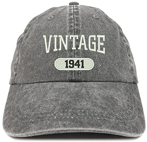 Trendy Apparel Shop Vintage 1941 Embroidered 80th Birthday Soft Crown Washed Cotton Cap
