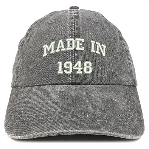 Trendy Apparel Shop Made in 1948 Text Embroidered 73rd Birthday Washed Cap