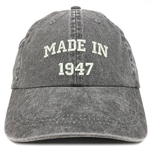 Trendy Apparel Shop Made in 1947 Text Embroidered 74th Birthday Washed Cap