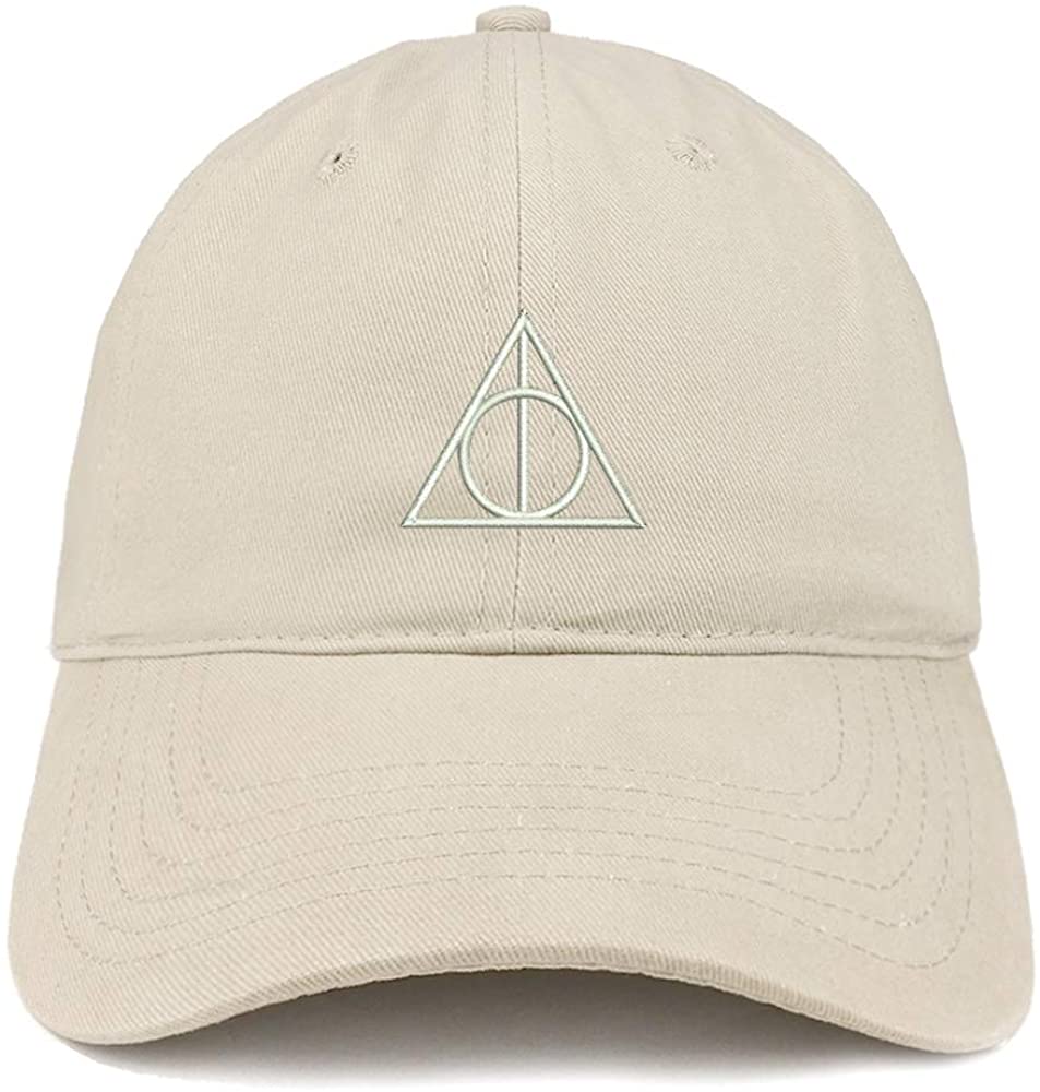 Trendy Apparel Shop Deathly Hallows Magic Logo Embroidered Soft Cotton Low Profile Cap - Red