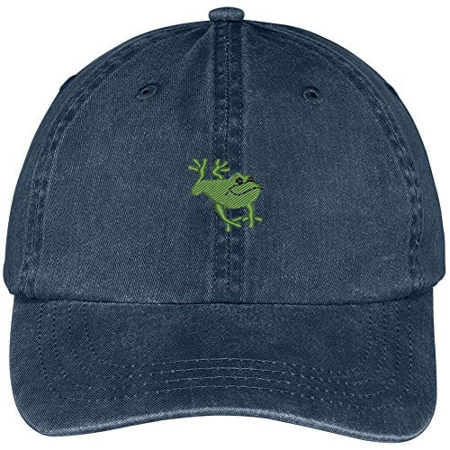 Trendy Apparel Shop Frog Embroidered Pigment Dyed Washed Cotton Baseball Cap