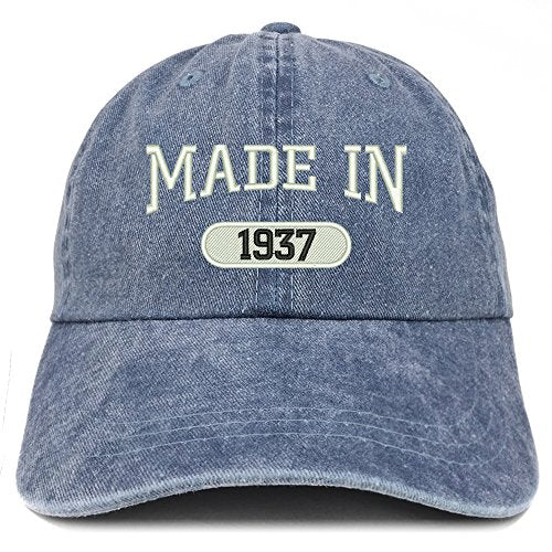 Trendy Apparel Shop Made in 1937 Embroidered 84th Birthday Washed Baseball Cap