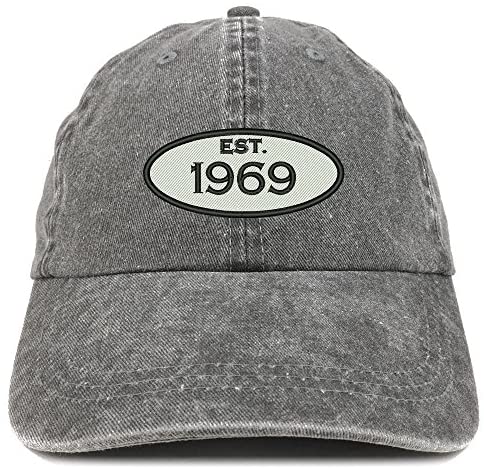 Trendy Apparel Shop Established 1969 Embroidered 52nd Birthday Gift Pigment Dyed Washed Cotton Cap