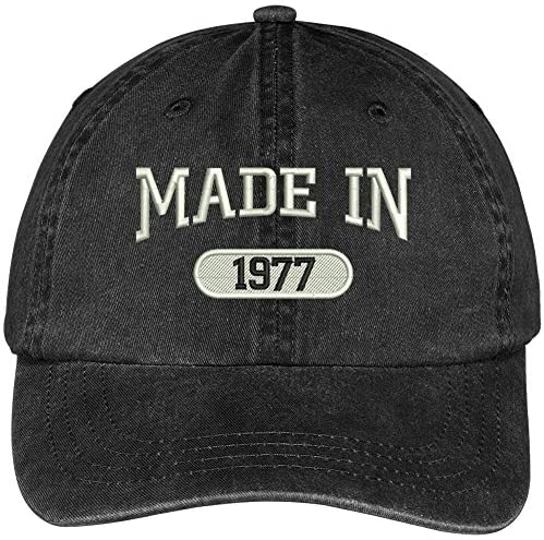 Trendy Apparel Shop 42nd Birthday - Made in 1977 Embroidered Low Profile Washed Cotton Baseball Cap