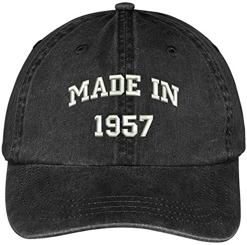 Trendy Apparel Shop Made in 1957-62nd Birthday Embroidered Washed Cotton Baseball Cap