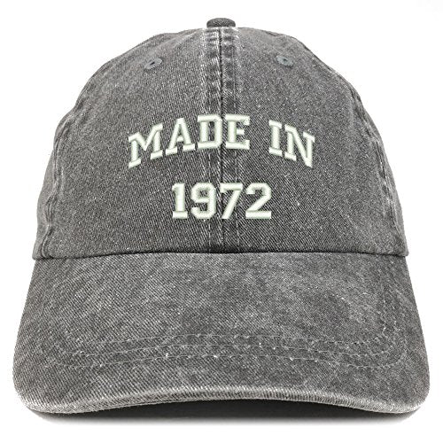 Trendy Apparel Shop Made in 1972 Text Embroidered 49th Birthday Washed Cap