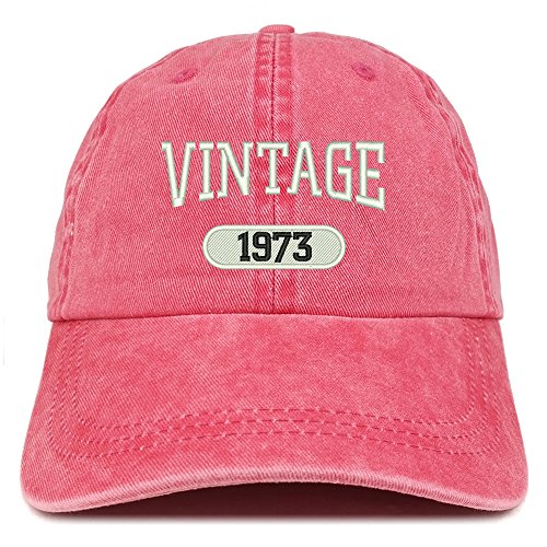 Trendy Apparel Shop Vintage 1973 Embroidered 48th Birthday Soft Crown Washed Cotton Cap