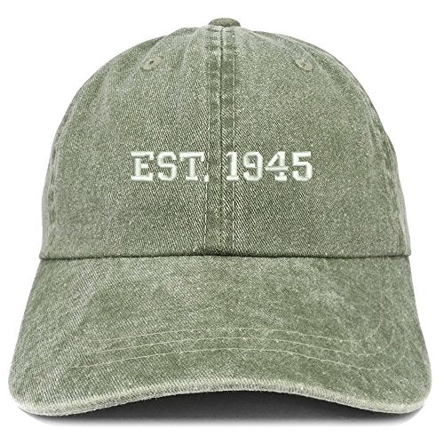 Trendy Apparel Shop EST 1945 Embroidered - 76th Birthday Gift Pigment Dyed Washed Cap